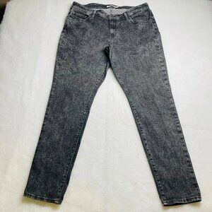 Levi's 711 Womens Black Mid Rise Slim Acid Wash Denim Skinny Jeans Size 20W